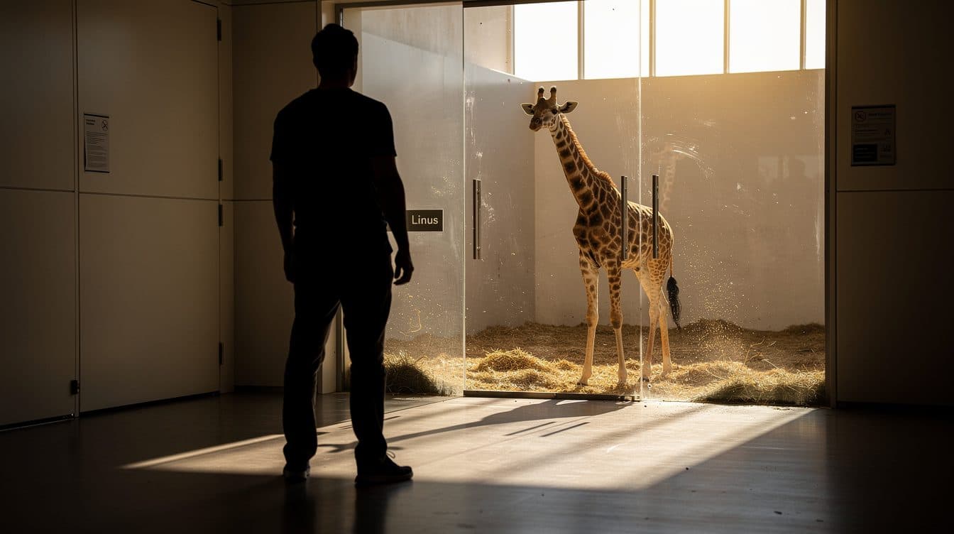 Model Linus Weber trifft Giraffe Linus im Tierpark Berlin