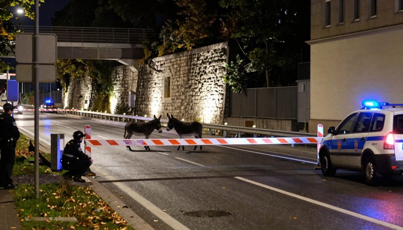 Polizei fängt ausgebrochene Esel auf Wiener Westeinfahrt ein