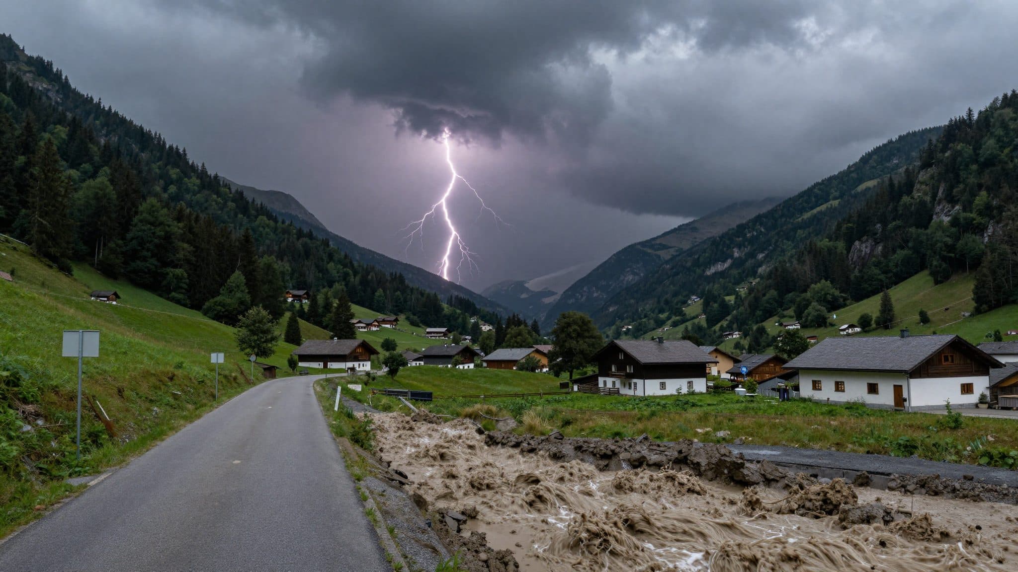 Schwere Unwetter ziehen über Salzburg: Blitzeinschlag, Mure und Sturm in mehreren Tälern
