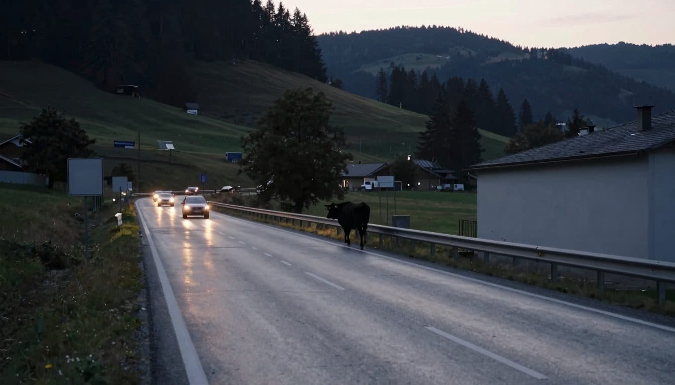 Entlaufene Kuh blockiert stundenlang Straßen im Mühlviertel