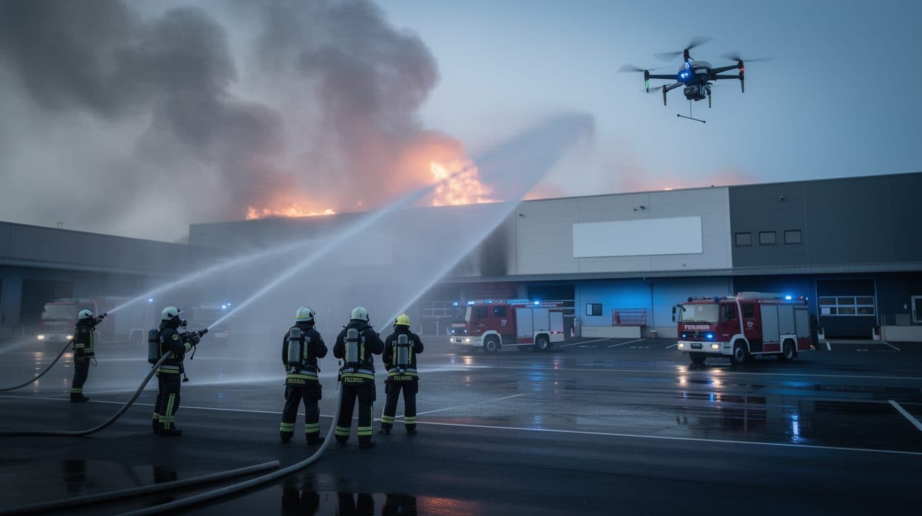 Großbrand in Chemnitz-Bernsdorf: Lagerhalle eines Recyclingbetriebs steht seit Montagnachmittag in Flammen