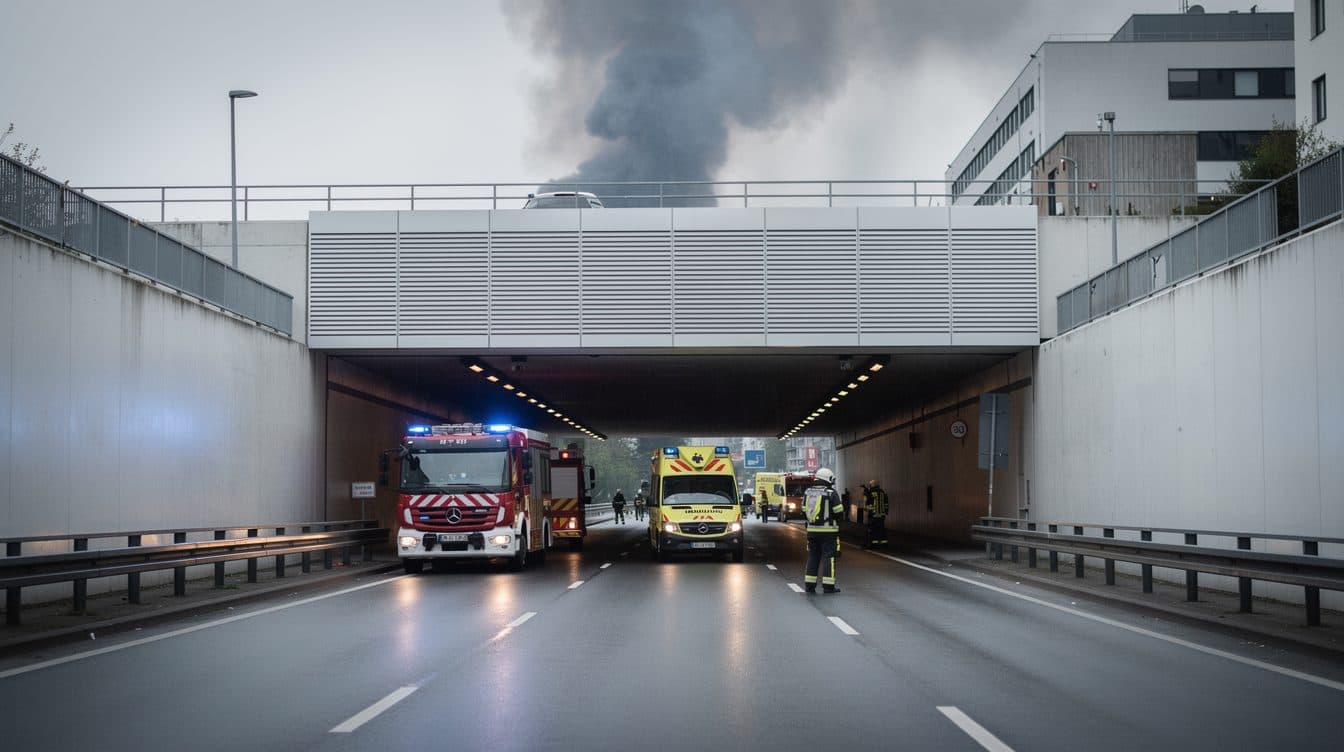 Auto brennt im Stellinger Lärmschutztunnel: A7 in beide Richtungen gesperrt