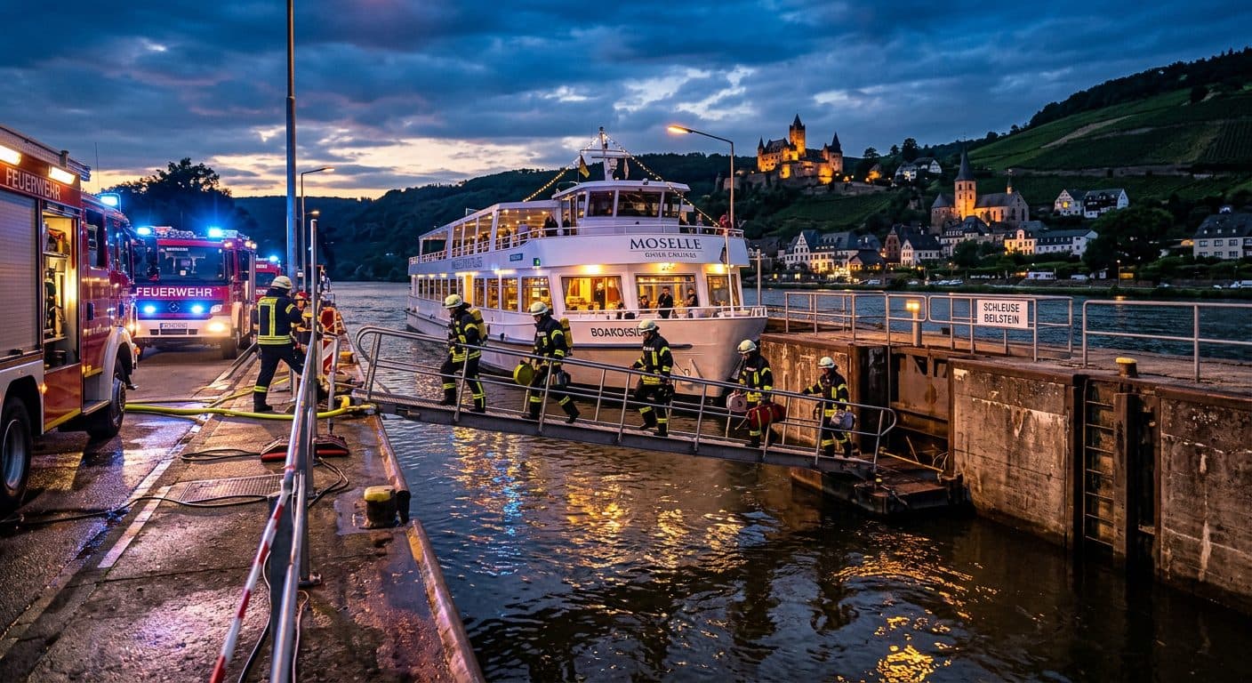 Brand auf Passagierschiff an der Moselschleuse St. Aldegund – 237 Menschen unverletzt evakuiert