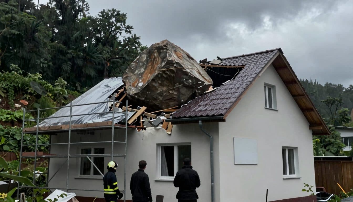 Tonnenschwerer Felsblock durchschlägt Dach eines Wohnhauses in Starzach