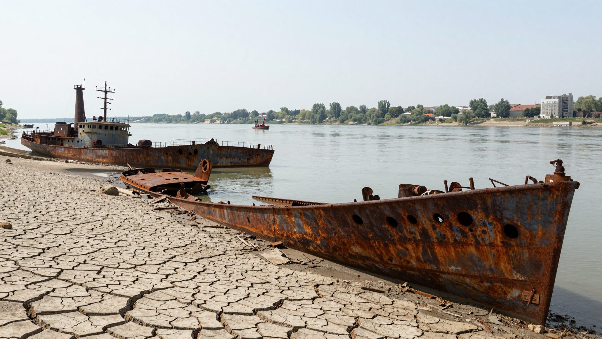 Sinkender Donau-Pegel lässt versenkte Schiffe aus dem Zweiten Weltkrieg in Serbien auftauchen