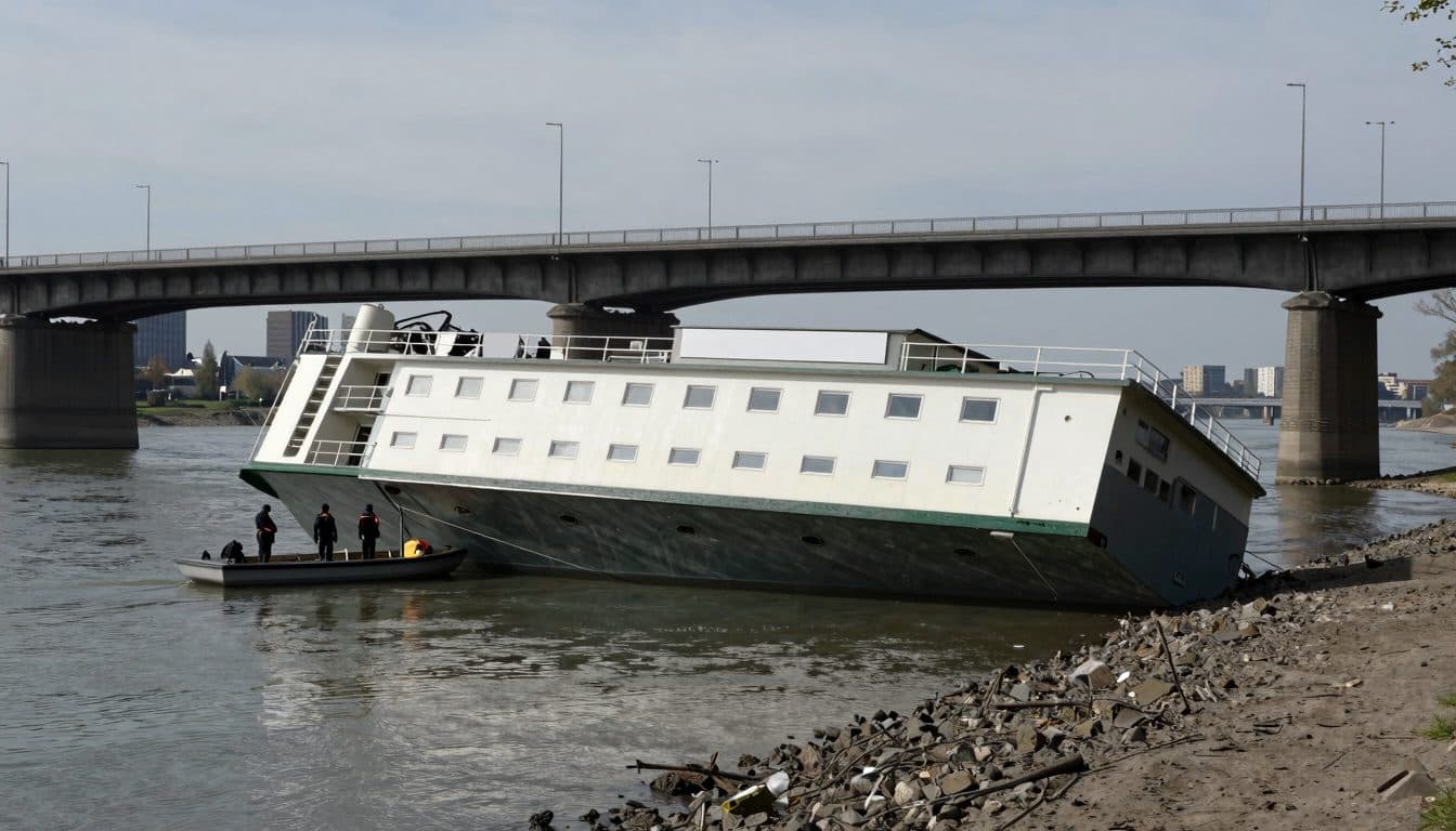 Hotelschiff „Thurgau Gold“ sitzt auf dem Rhein bei Bonn fest