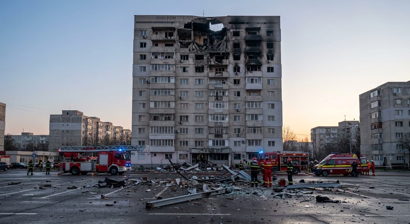 Russische Drohne trifft Hochhaus in rumänischer Grenzstadt Galați – zwei Leichtverletzte