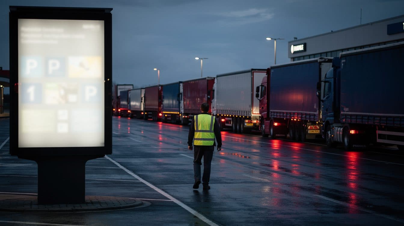 Neuer Stellplatz-Informationsdienst zeigt Lkw-Fahrern freie Parkplätze an Autobahnen in Echtzeit