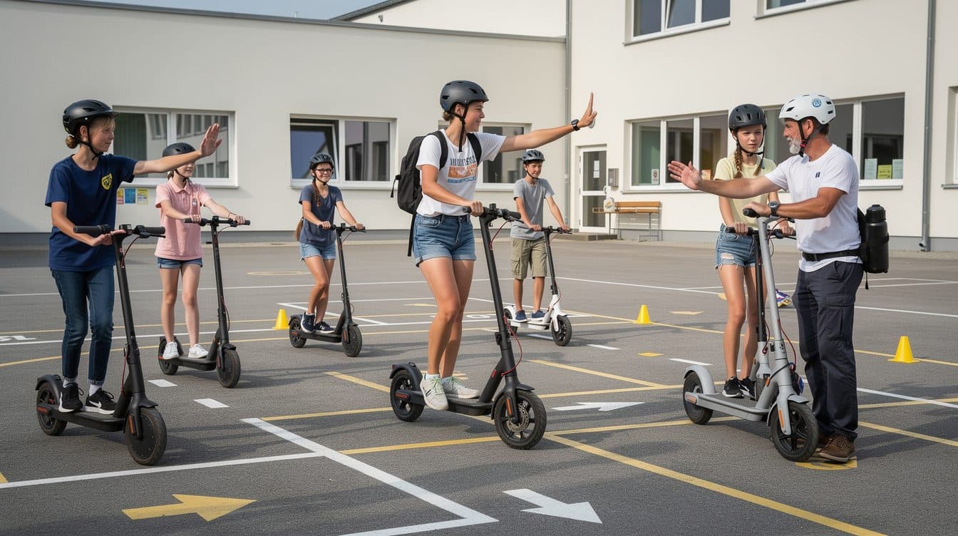 Düsseldorfer Schüler lernen sicheres E-Scooter-Fahren in neuer Verkehrsakademie