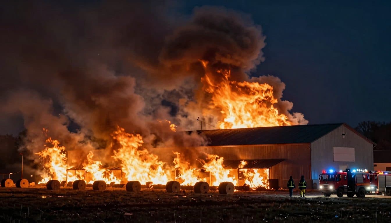 Großbrand auf Mitterhof in Wildendürnbach: Strohlager mit mehreren Hundert Ballen zerstört