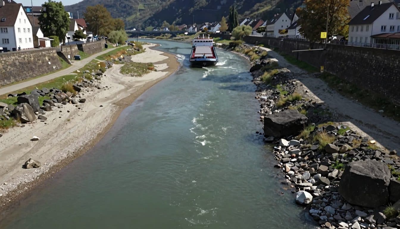 Niedrigwasser am Rhein: Pegel Kaub fällt in den einstelligen Bereich
