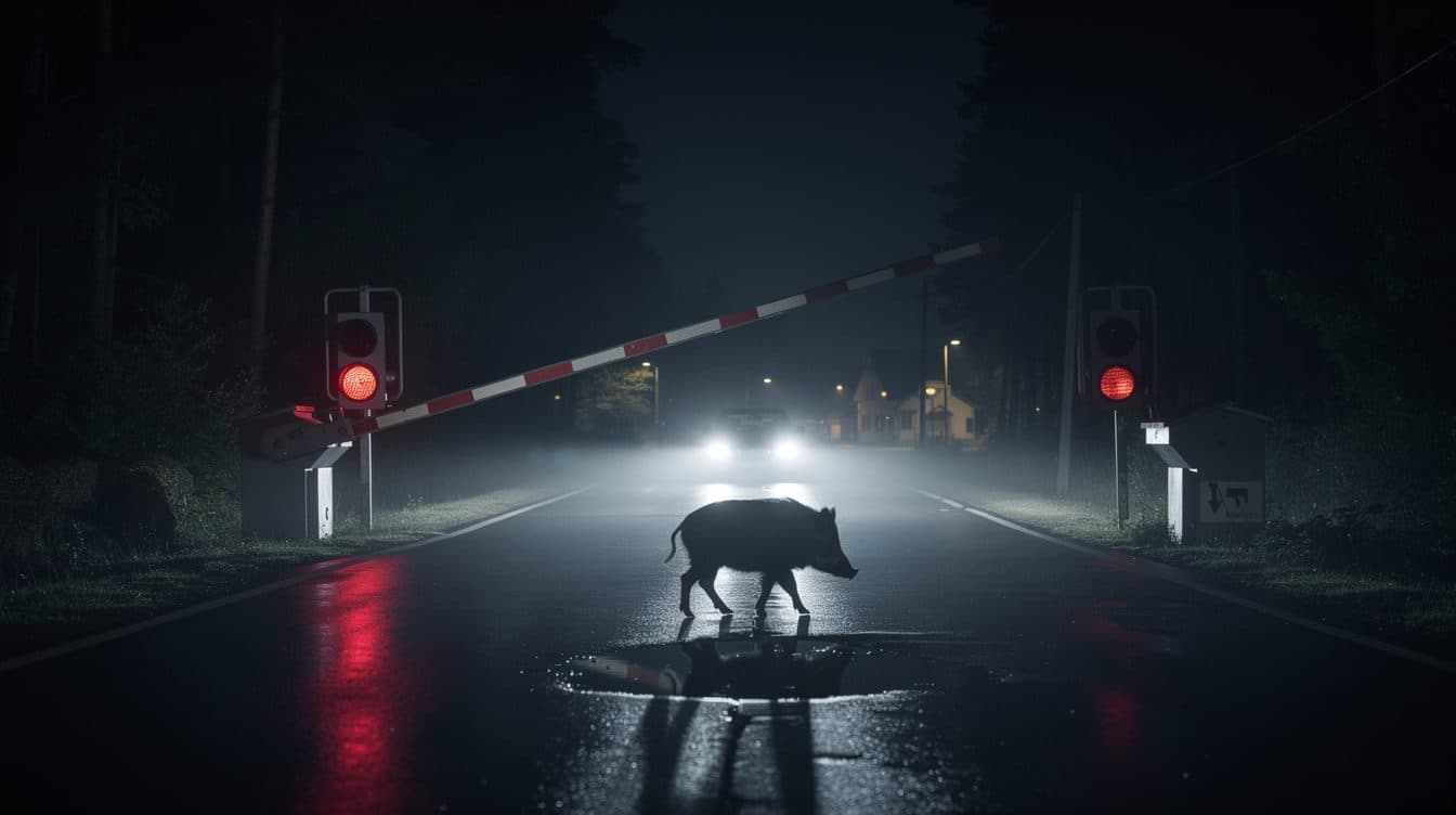 Wildschwein blockiert Bahnübergang bei Dessau-Roßlau und rennt in wartendes Auto