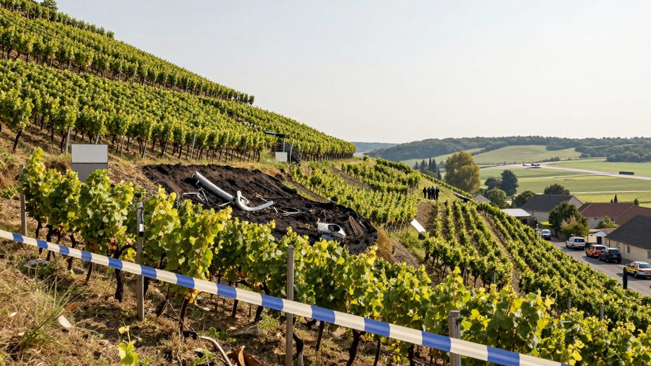 Kleinflugzeug stürzt bei Gundelsheim in Weinberg: zwei Tote