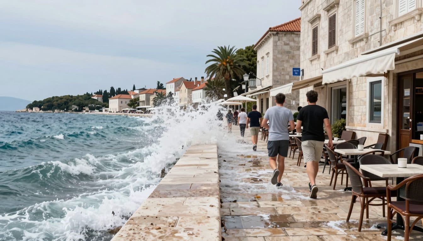 Meteotsunami trifft Mali Lošinj: Uferpromenade in Kroatien überschwemmt