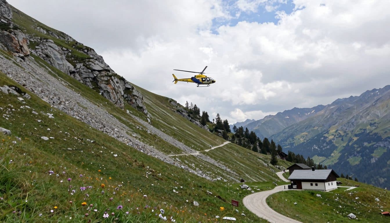 Hund Sigi nach Kreuzotter-Biss per Hubschrauber aus alpinem Gelände gerettet